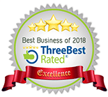 Best business of 2018 excellence award at Three Best Rated
