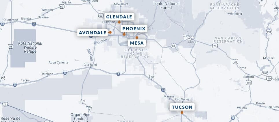 Area De Servicio En El Mapa De Arizona